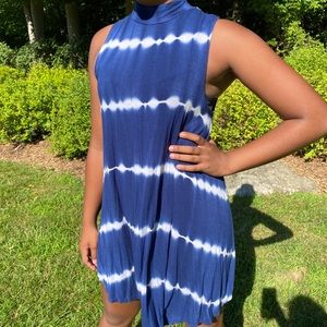 Tie Dye Mock Turtleneck Tshirt Dress